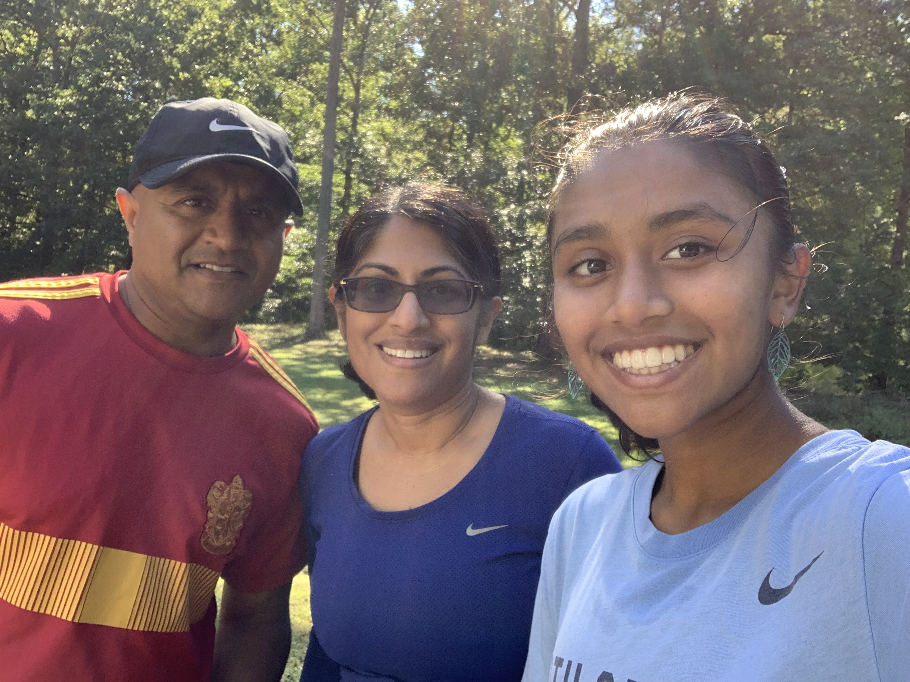 Shipra Patel with her husband and daughter